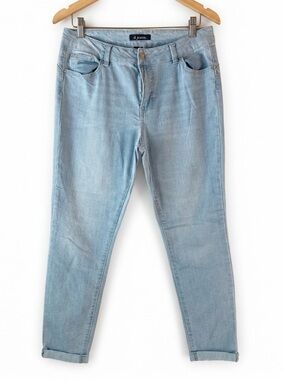 d.jeans Light Wash Skinny Jeans with Cuffed Hem - Size 10